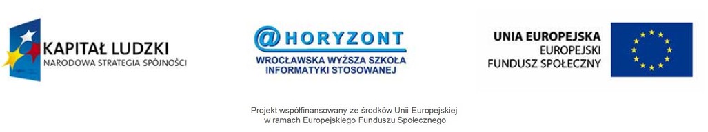 Logotyp Unii Europejskiej i uczelni Horyzont