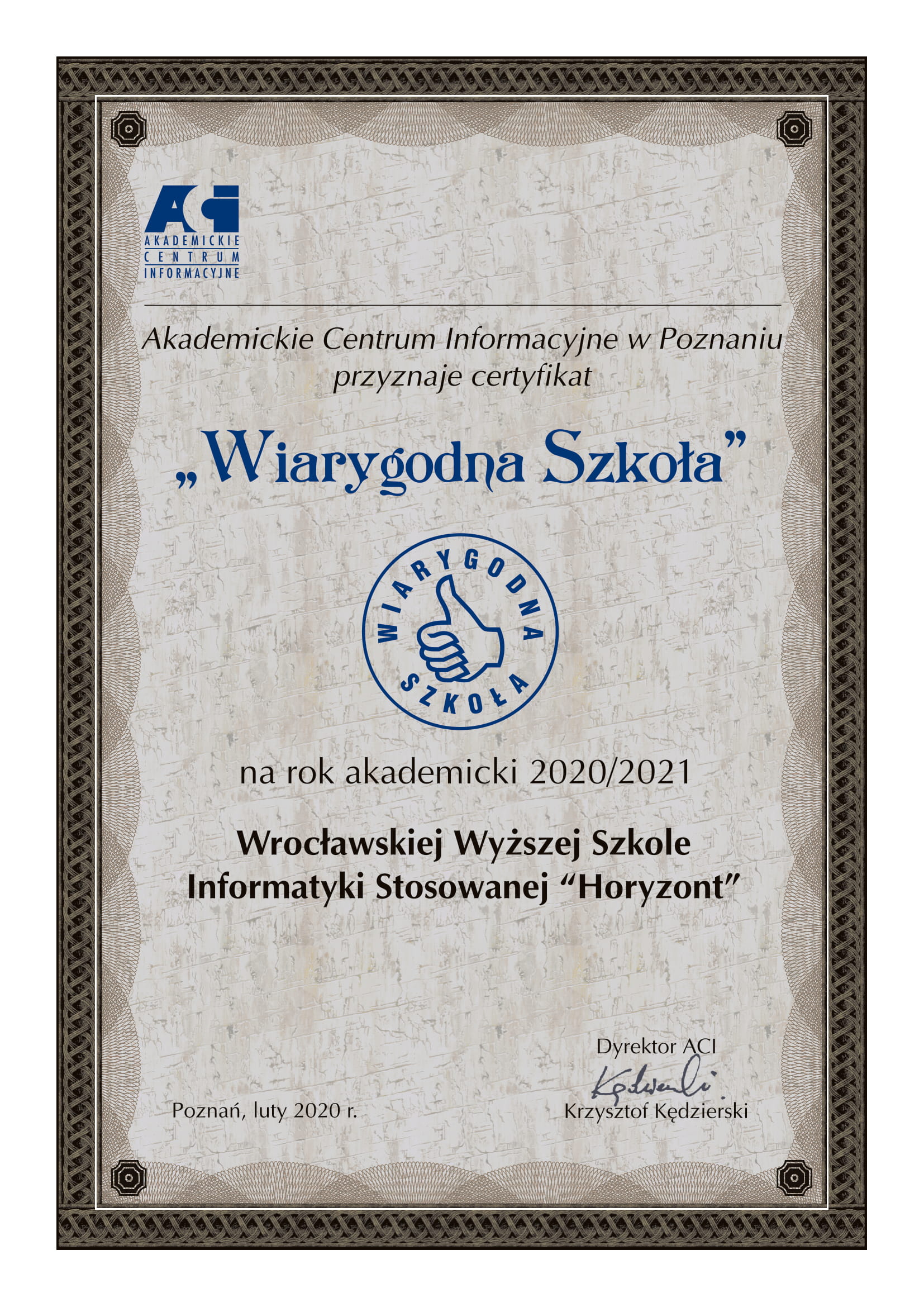 Certyfikat_Wiarygodna_Szkola_2020-2021_WWSIS_Horyzont-1